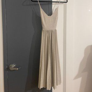 Anthropologie (Elevenses Brand) Silver Shimmer Pleated Dress Size 00P
